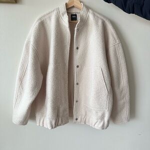 Zara Cream Ecru Bomber Jacket Oversized